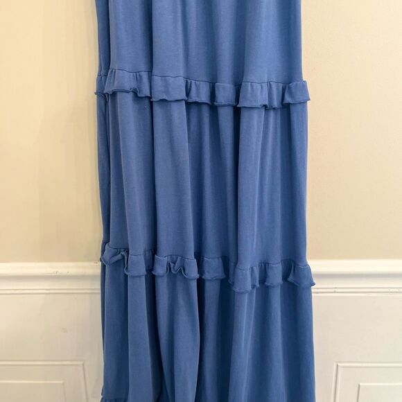 J. Crew Blue Tiered Ruffle Maxi Dress - Picture 6 of 7